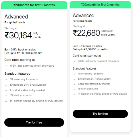 advanced shopify plans