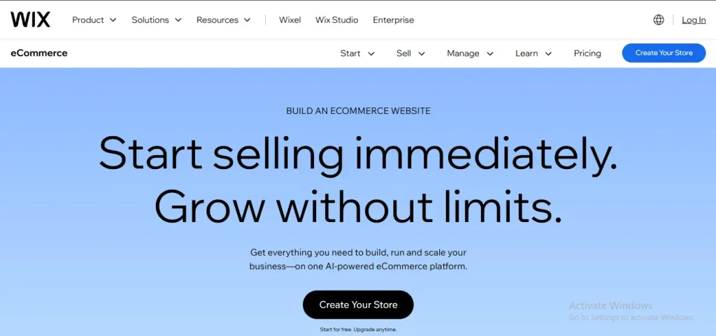 wix platform for e-Commerce website builders for small businesses