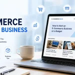 small business owner managing e-commerce store on laptop with dashboard and analytics
