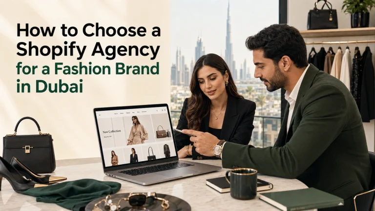 Fashion brand owner and Shopify specialist reviewing an online fashion store in Dubai.